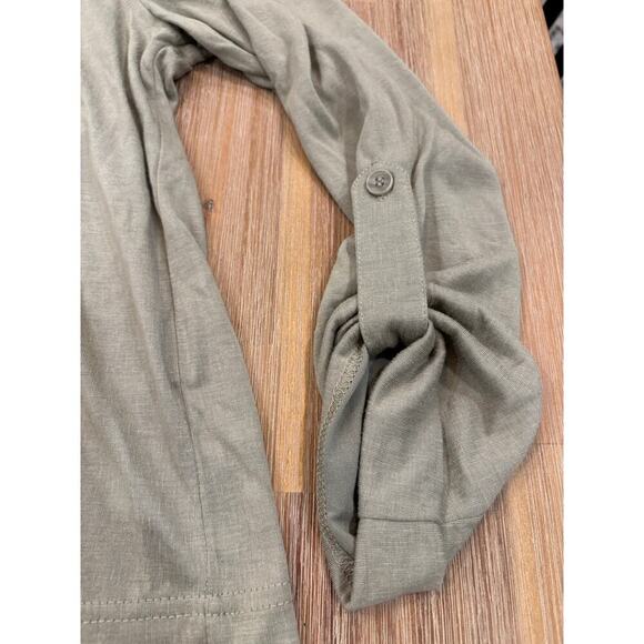 Jane + Delancey Button Down Shirt Green Button Sleeves Size M - Picture 5 of 8